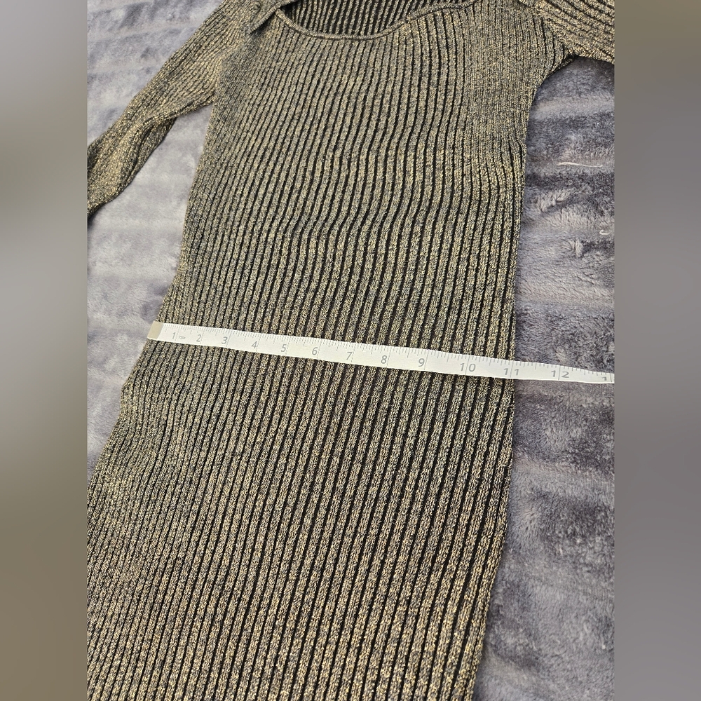 Say What Ribbed Knit Sparkly Long Sleeve Dress Size Medium - Picture 6 of 7